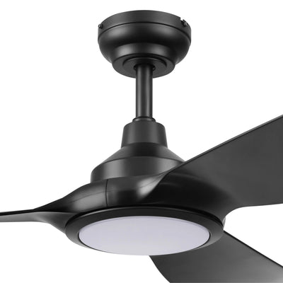 Honeywell Sirro 52" Ceiling Fan with Light & Remote, 3 Black Blades, Matte Black