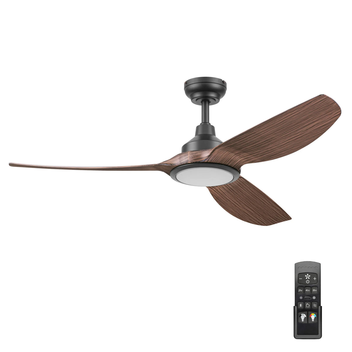 Honeywell Sirro 52" Ceiling Fan with Light & Remote, 3 Brown Blades, (Open Box)