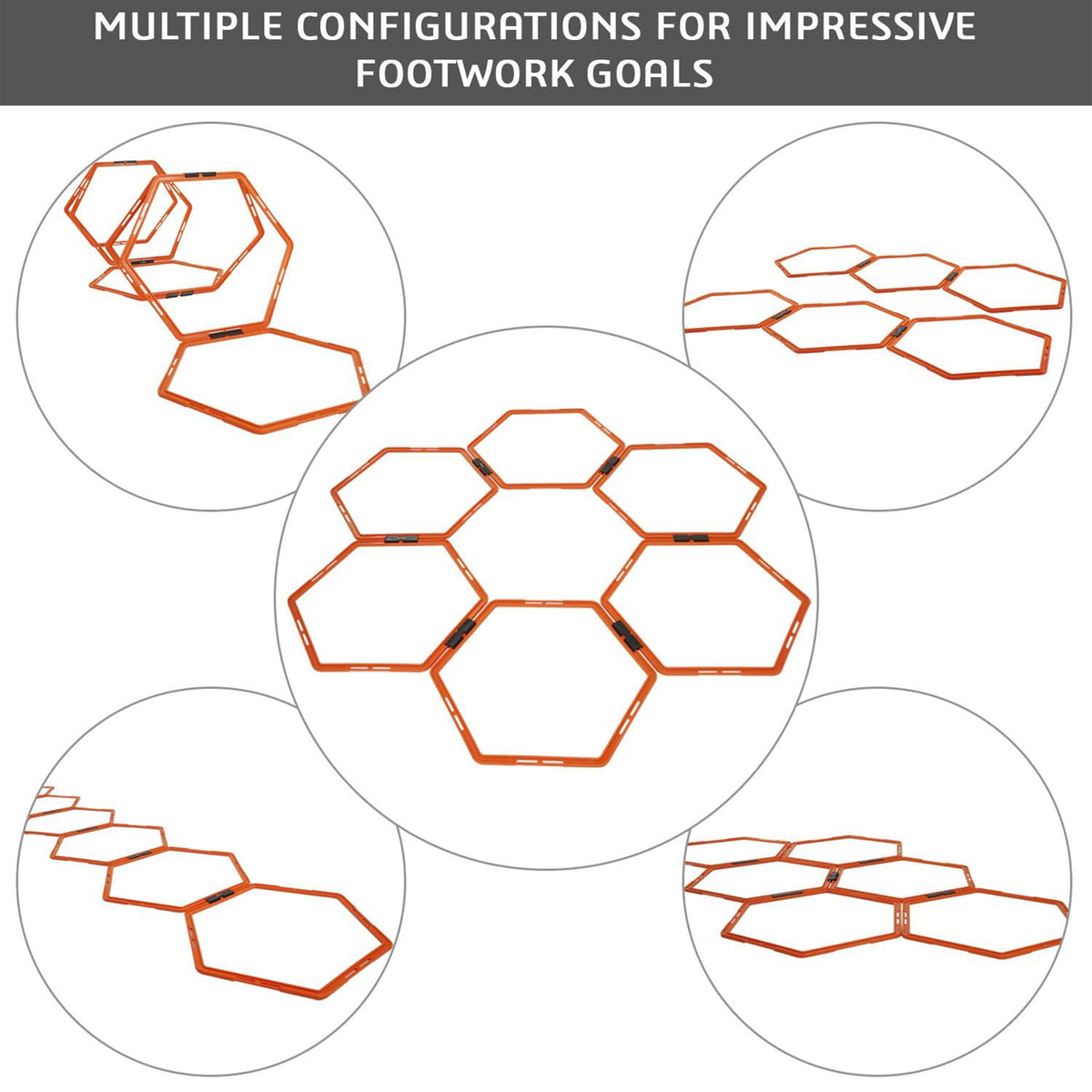 Yes4All Hex Agility 12 Rings Set w/ Carrying Bag for Footwork Training, Orange