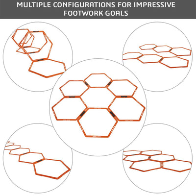 Yes4All Hex Agility 12 Rings Set w/ Carrying Bag for Footwork Training, Orange