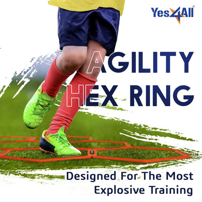 Yes4All Hex Agility 12 Rings Set w/ Carrying Bag for Footwork Training, Orange