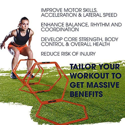 Yes4All Hex Agility 12 Rings Set w/ Carrying Bag for Footwork Training, Orange