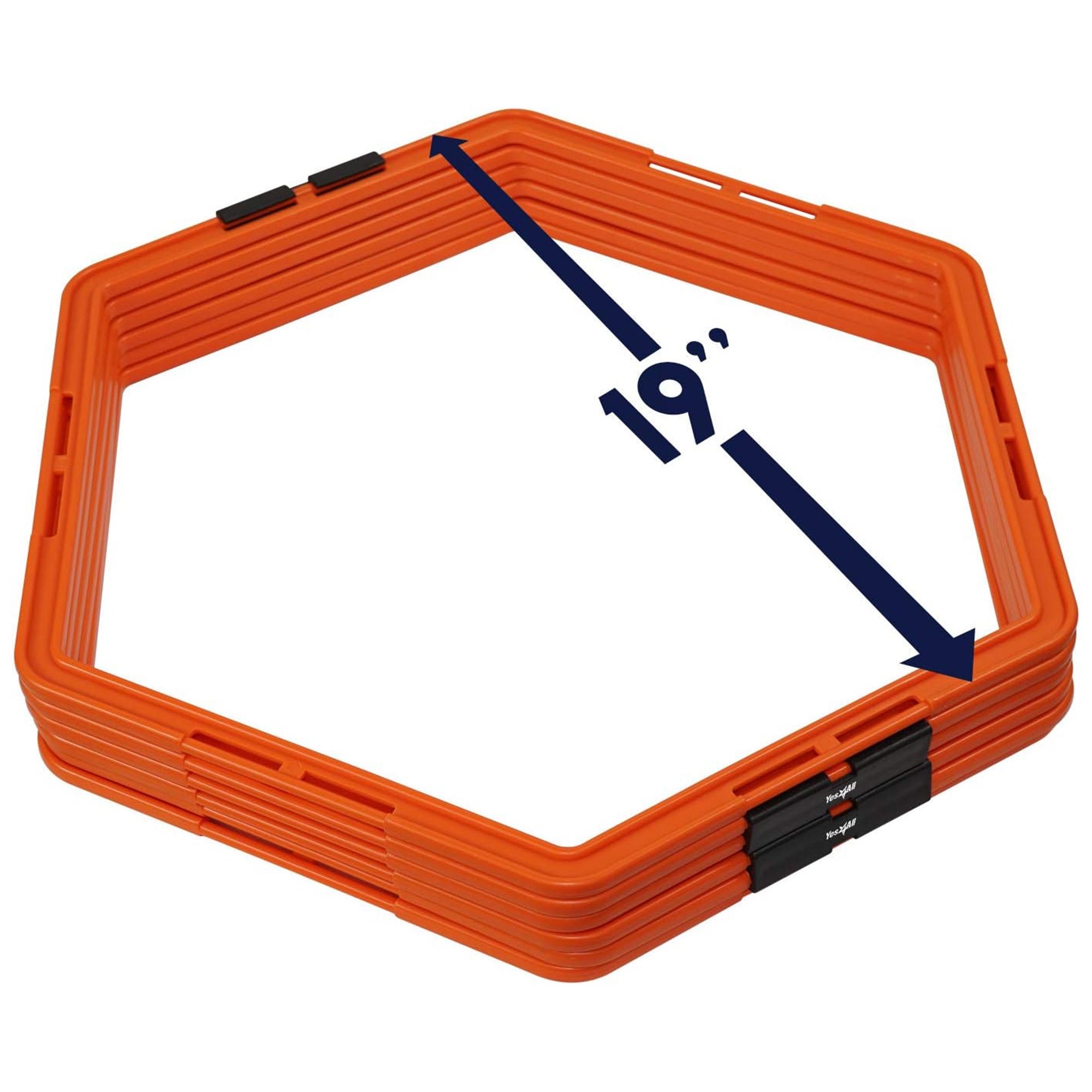 Yes4All Hex Agility 12 Rings Set w/ Carrying Bag for Footwork Training, Orange