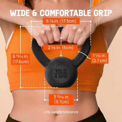 Yes4All 10 lb Cast Iron Kettlebell Workout Set for Strength Training, Pack of 2