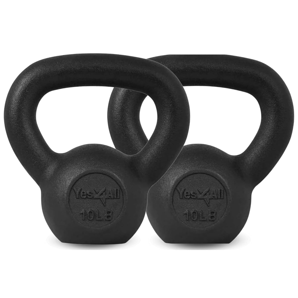 Yes4All 10 lb Cast Iron Kettlebell Workout Set for Strength Training, Pack of 2