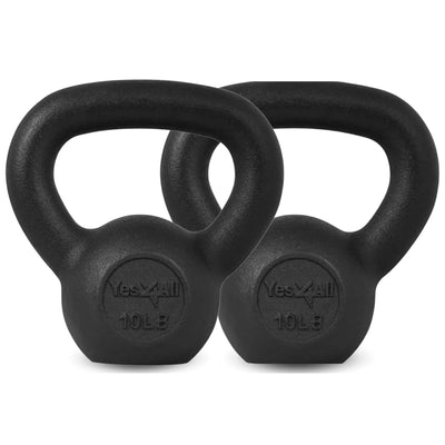 Yes4All 10 lb Cast Iron Kettlebell Workout Set for Strength Training, Pack of 2