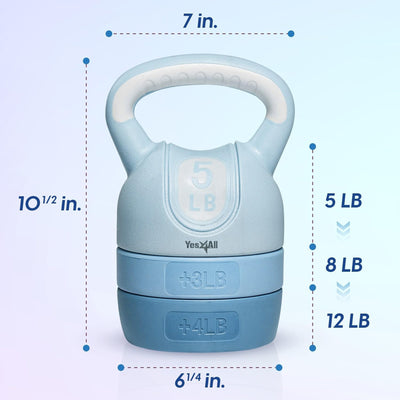Yes4All 12 Pound Adjustable Kettlebell, Cast Iron Weight for Strength Training