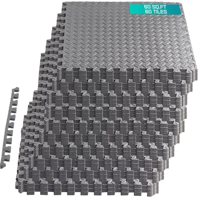 Yes4All 60SQFT EVA Interlocking Foam Floor Tiles for Home Gym Workout Equipment