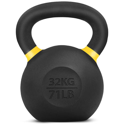 Yes4All 71lb Powder Coated Cast Iron Kettlebell w/ Non-Slip Handle & Flat Bottom