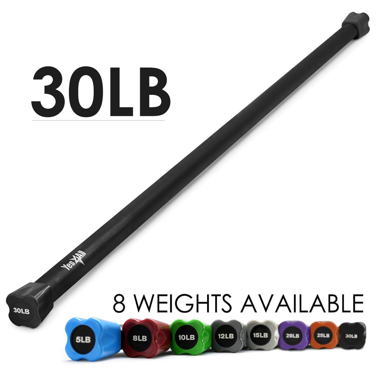 Fitvids 30lb Weighted Workout Bar, Total Body Exercise Bar for Strength Training