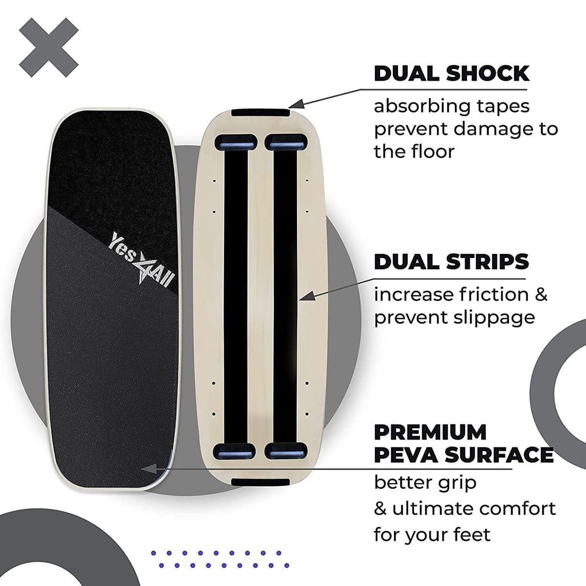 Yes4All Balance Board Sports Trainer Surf Trainer Board With Adjustable Stoppers