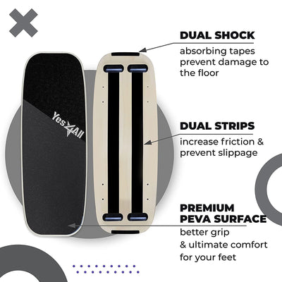 Yes4All Balance Board Sports Trainer Surf Trainer Board With Adjustable Stoppers