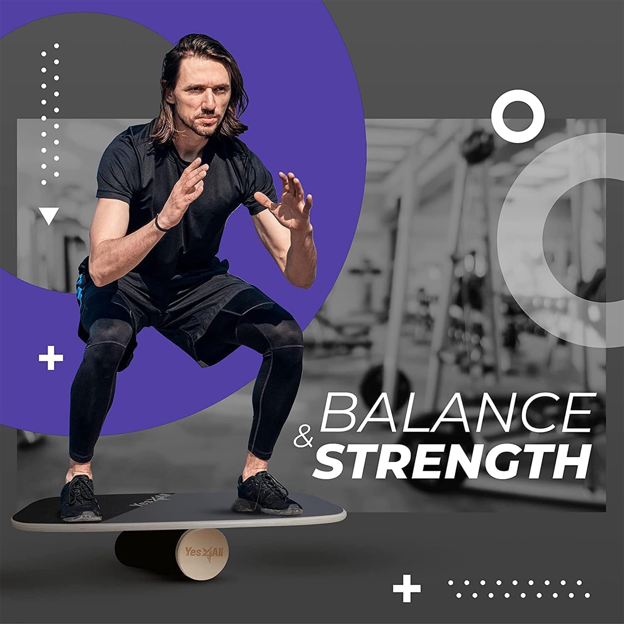 Yes4All Balance Board Sports Trainer Surf Trainer Board With Adjustable Stoppers