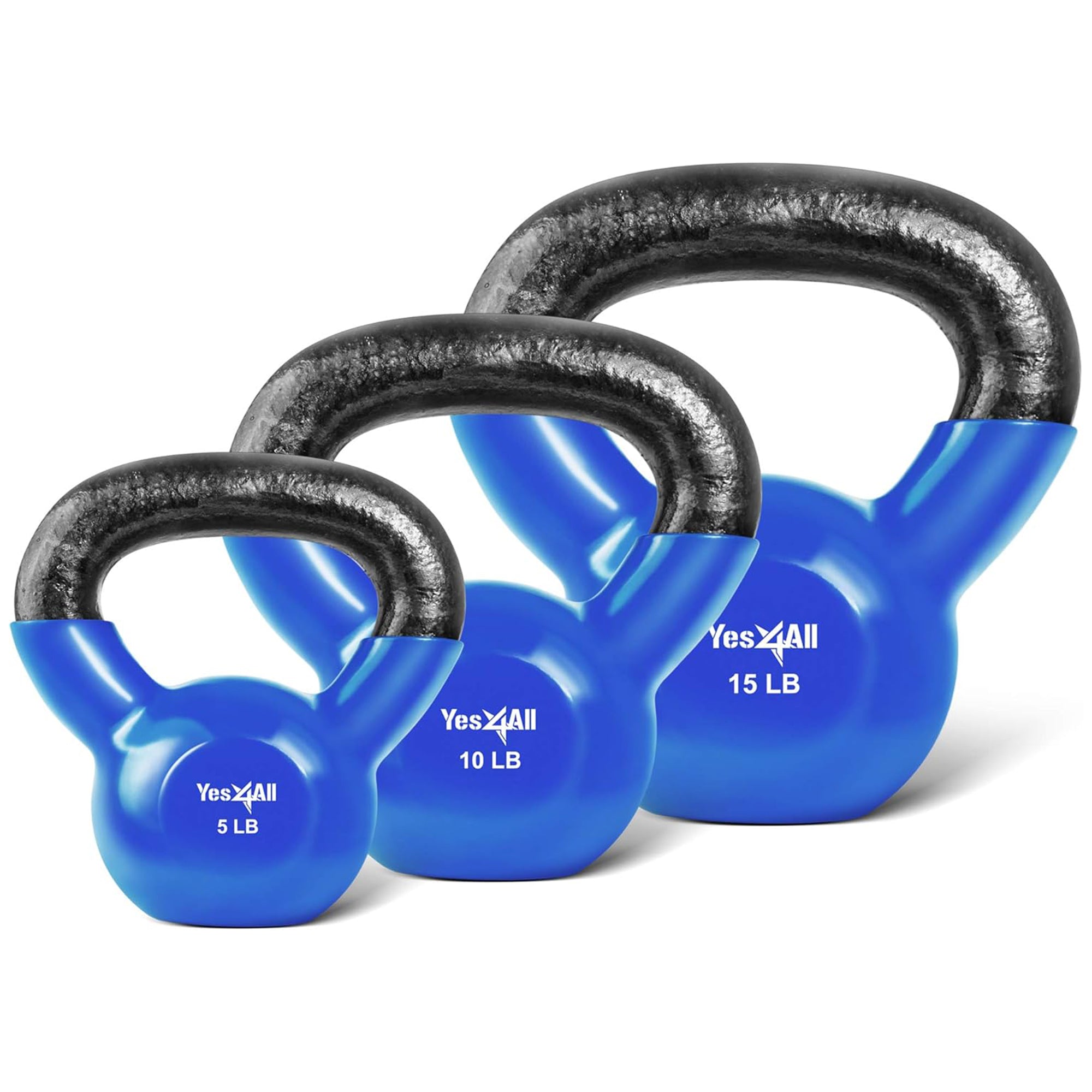 Yes4All 20 & 30 lb PVC Kettlebell, Cast Iron Weight for Strength Training, Blue