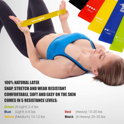 Yes4All 5, 10, and 15 lb Cast Iron Kettlebell Set With Loop Bands for Exercises