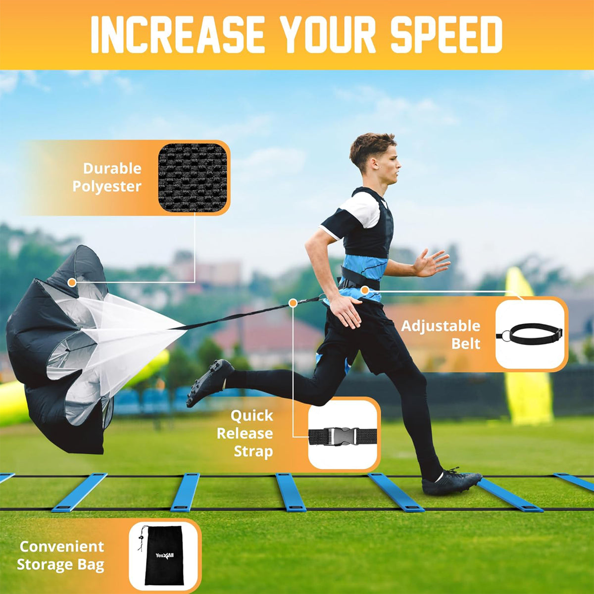 Yes4All Adjustable Agility Ladder Speed Training Equipment Set with Jump Rope