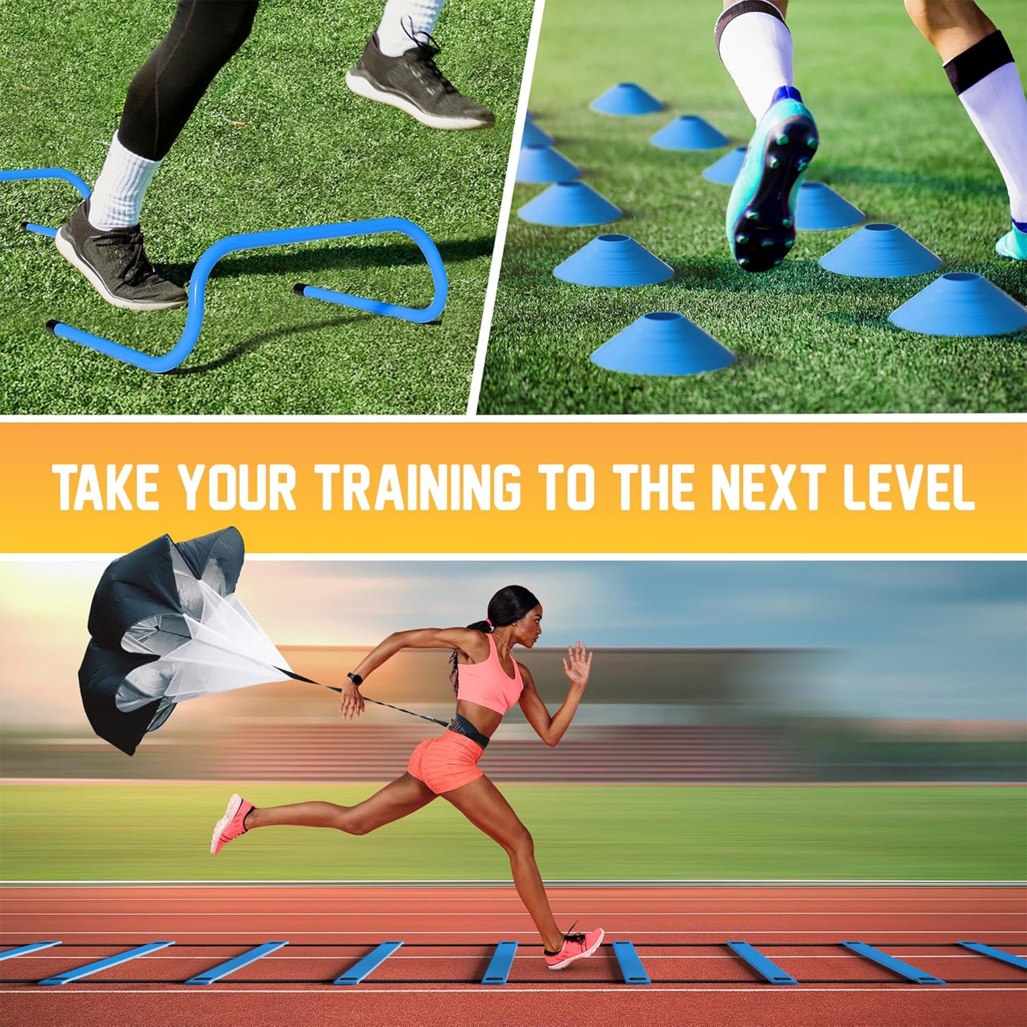 Yes4All Adjustable Agility Ladder Speed Training Equipment Set with Jump Rope