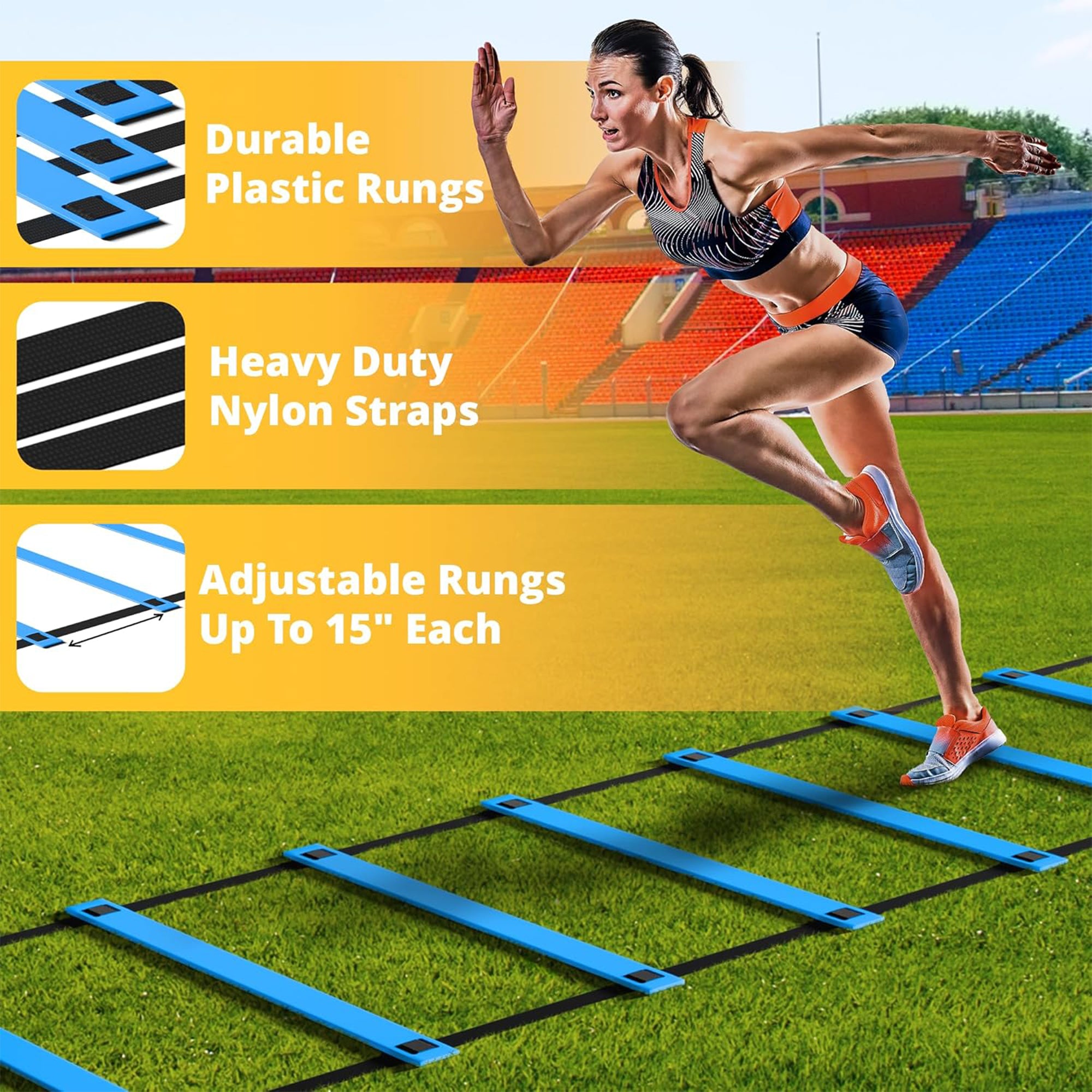 Yes4All Adjustable Agility Ladder Speed Training Equipment Set with Jump Rope