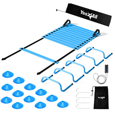 Yes4All Adjustable Agility Ladder Speed Training Equipment Set with Jump Rope