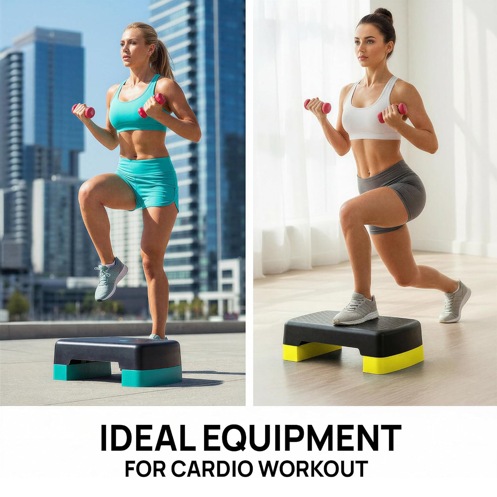 Yes4All Aerobic Exercise Step Platform Workout Stepper with Risers for Home Gym