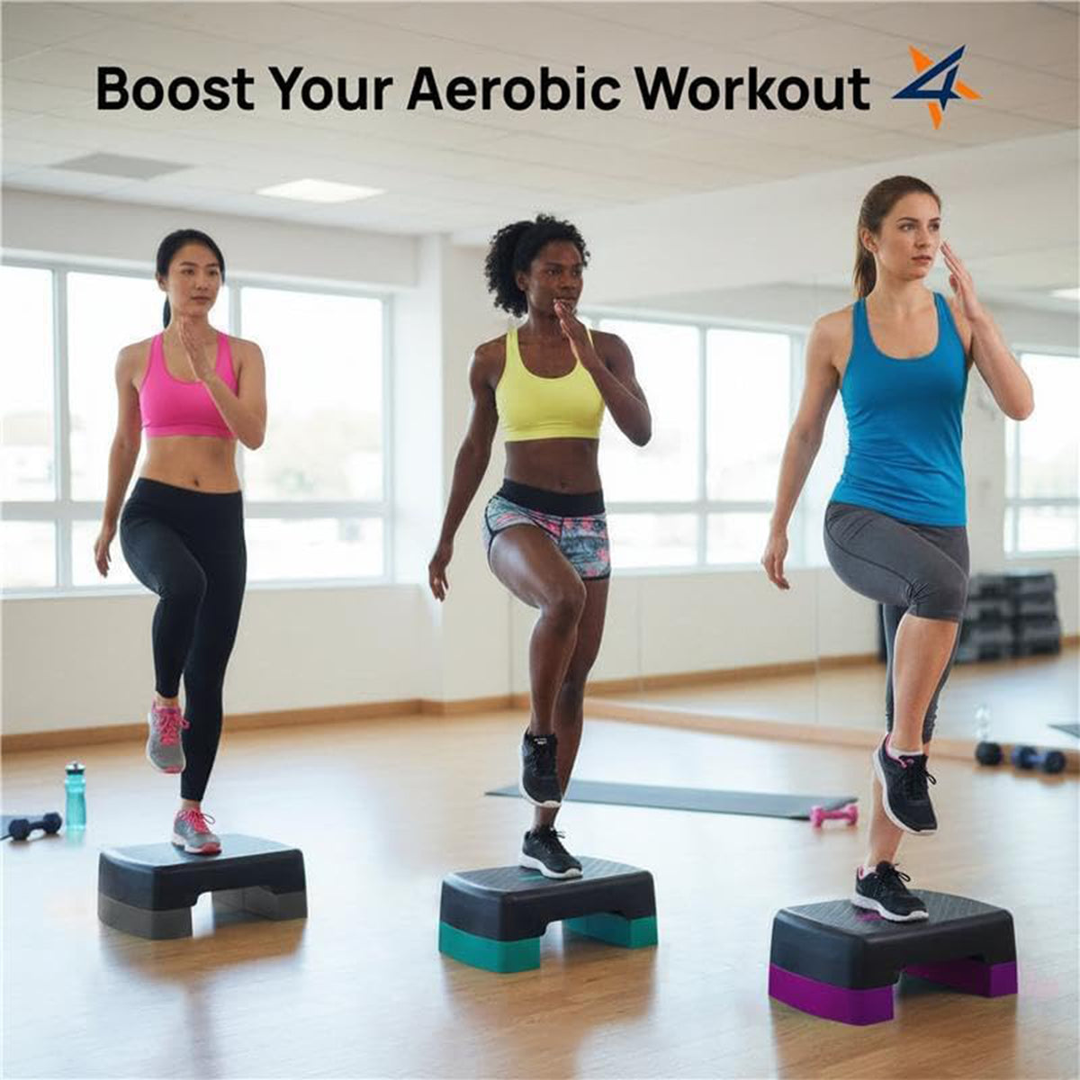 Yes4All Aerobic Exercise Step Platform Workout Stepper with Risers for Home Gym