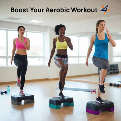 Yes4All Aerobic Exercise Step Platform Workout Stepper with Risers for Home Gym