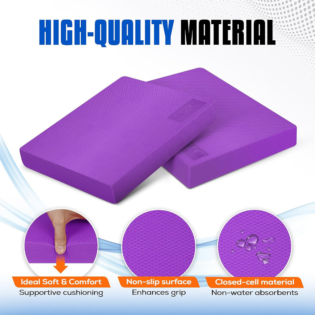 Yes4All L Non-Slip Exercise Foam Kneeling Balance Pad for Home Gym Yoga, Purple