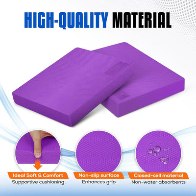 Yes4All XL Non-Slip Exercise Foam Kneeling Balance Pad for Home Gym, Purple