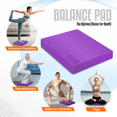 Yes4All XL Non-Slip Exercise Foam Kneeling Balance Pad for Home Gym, Purple