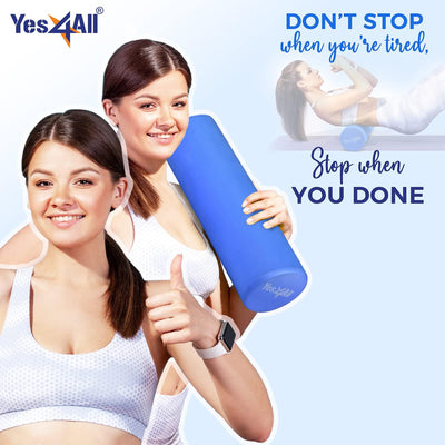 Yes4All 18 Inch EVA Firm Foam Roller for Back Yoga and Pilates Exercises, Blue