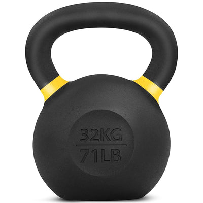 Yes4All 71lb Powder Coated Cast Iron Kettlebell w/ Non-Slip Handle & Flat Bottom
