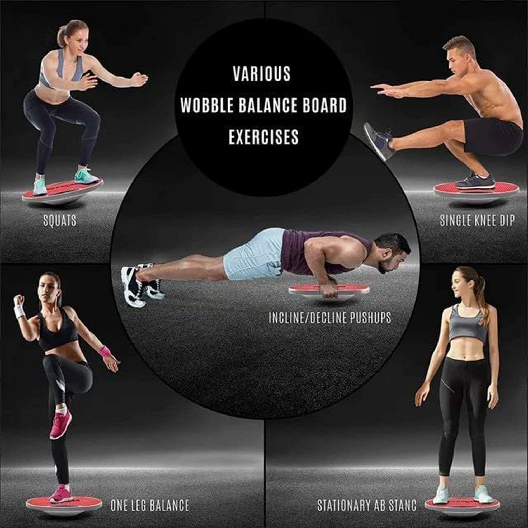 Yes4All Premium Wobble Balance Board Plastic Stability Trainer with Handles
