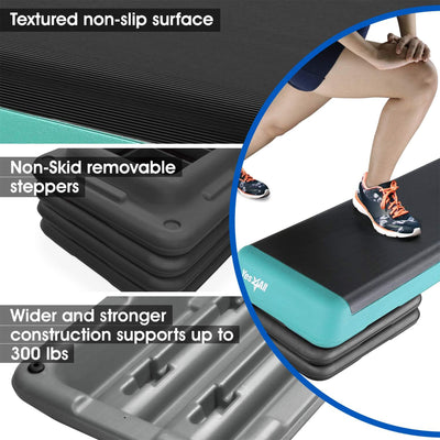 Yes4All 2-in-1 Adjustable Aerobic Step Platform, Exercise Stepper, Blue & Black