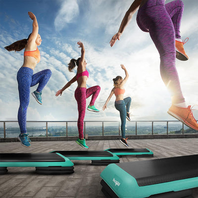 Yes4All 2-in-1 Adjustable Aerobic Step Platform, Exercise Stepper, Blue & Black