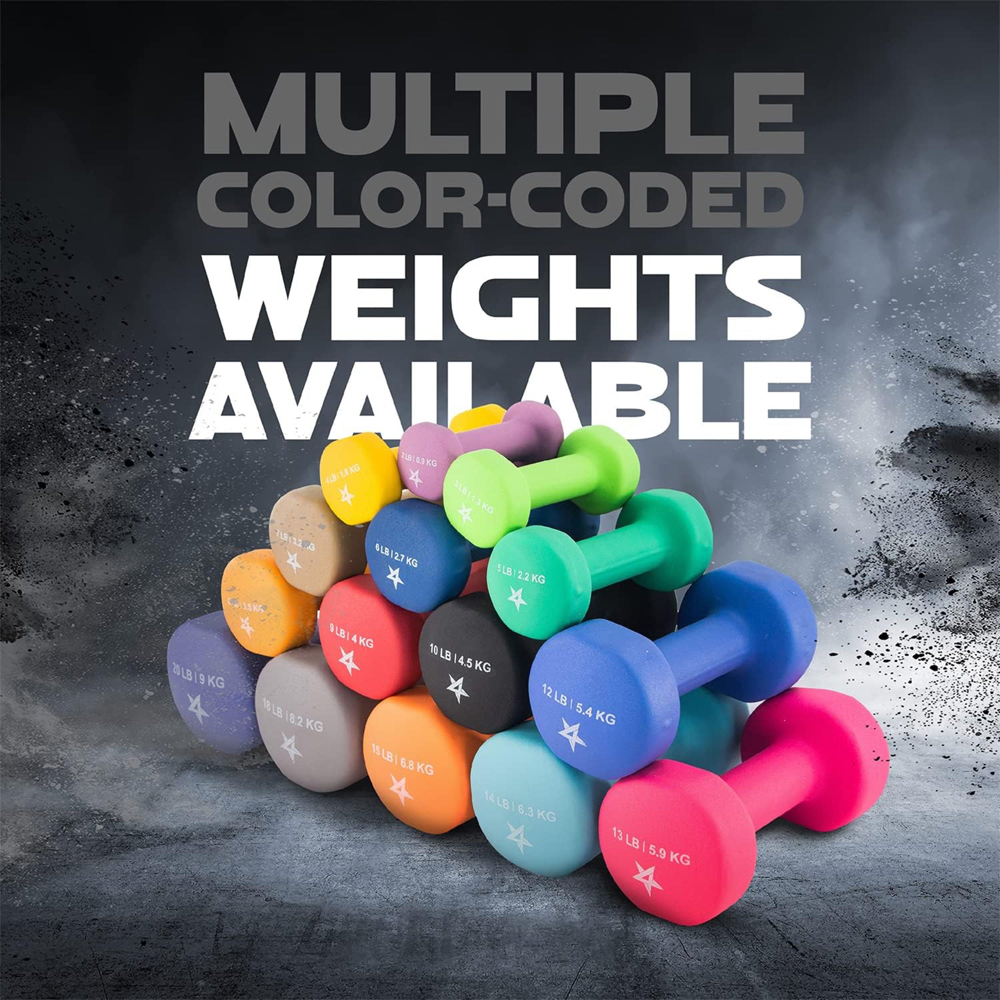 Yes4All 10-Pound Neoprene Dumbbell Pair Hand Weights for Home Workouts, Black
