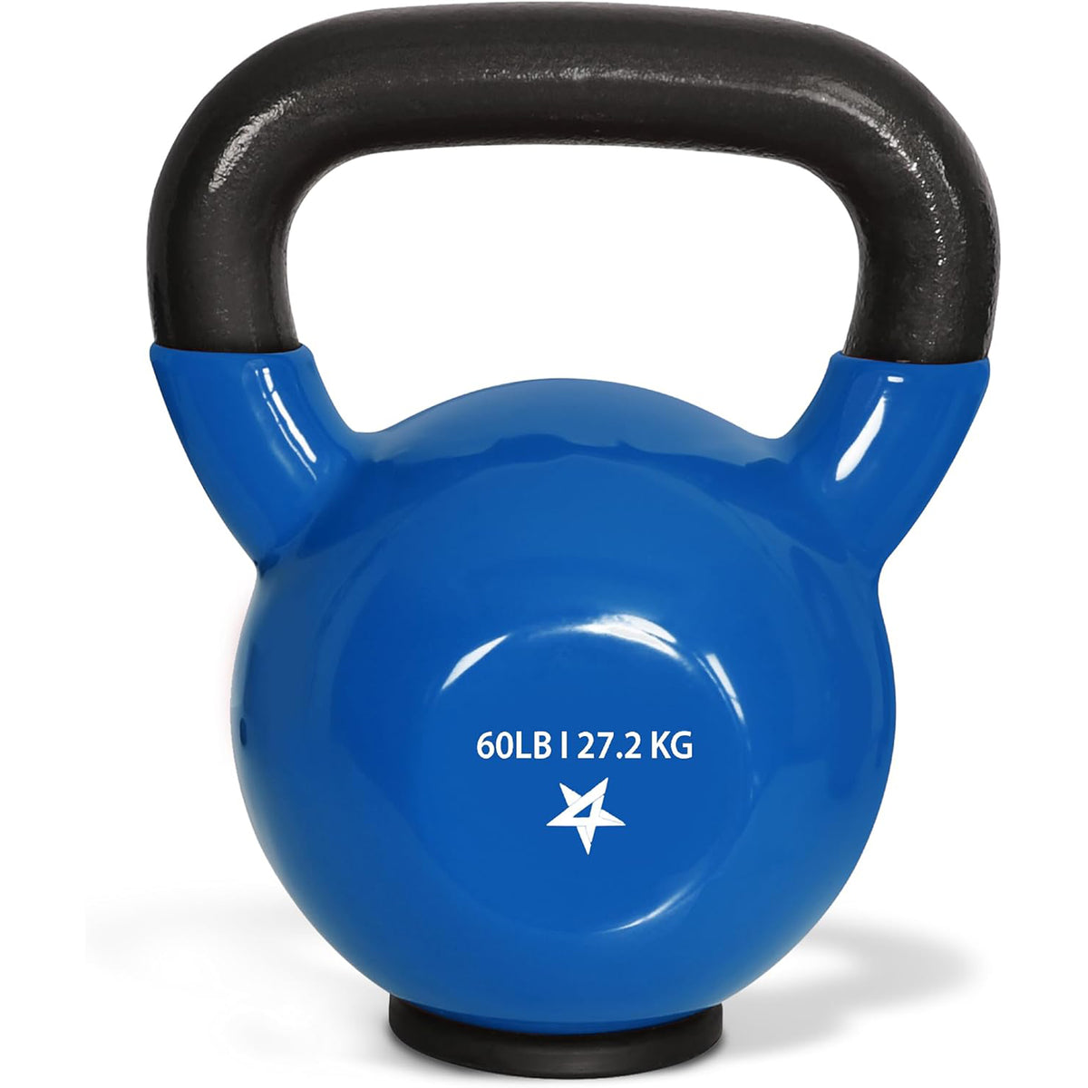 Yes4All 60 Pound Kettlebell, PVC Coated Cast Iron Weight with Rubber Base, Blue