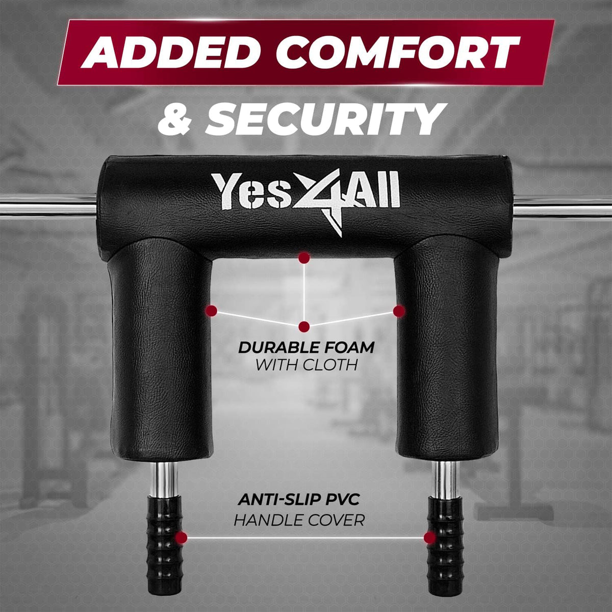 Yes4All Anti-Slip Squat Bar Attachment Comfortable Neck Pad w/ 1000LB Capacity