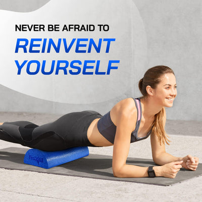 Yes4All Medium Firm Half Round Foam Roller for Massage & Exercise, 24 Inch, Blue