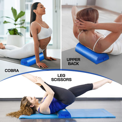 Yes4All Medium Firm Half Round Foam Roller for Massage & Exercise, 24 Inch, Blue