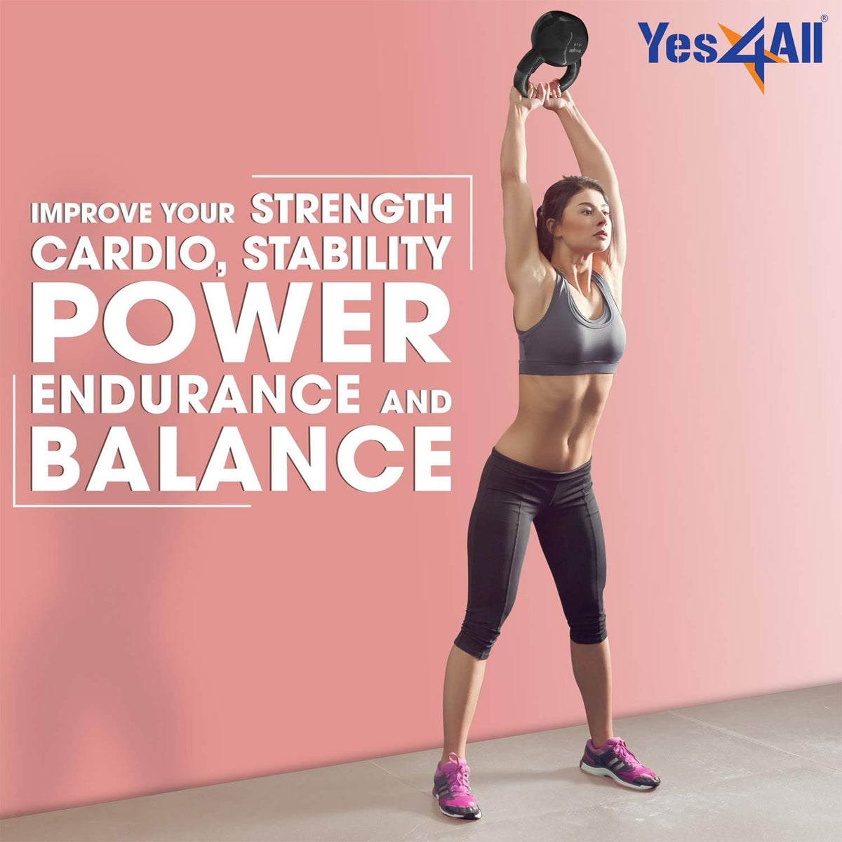 Yes4All 5, 10, & 15 Pound Kettlebell Set, Vinyl Coated Cast Iron Weights, Black