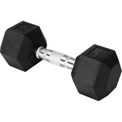 Yes4All 50 lb Single Hand Weight Chrome Grip Encased Hex Dumbbells for Home Gym