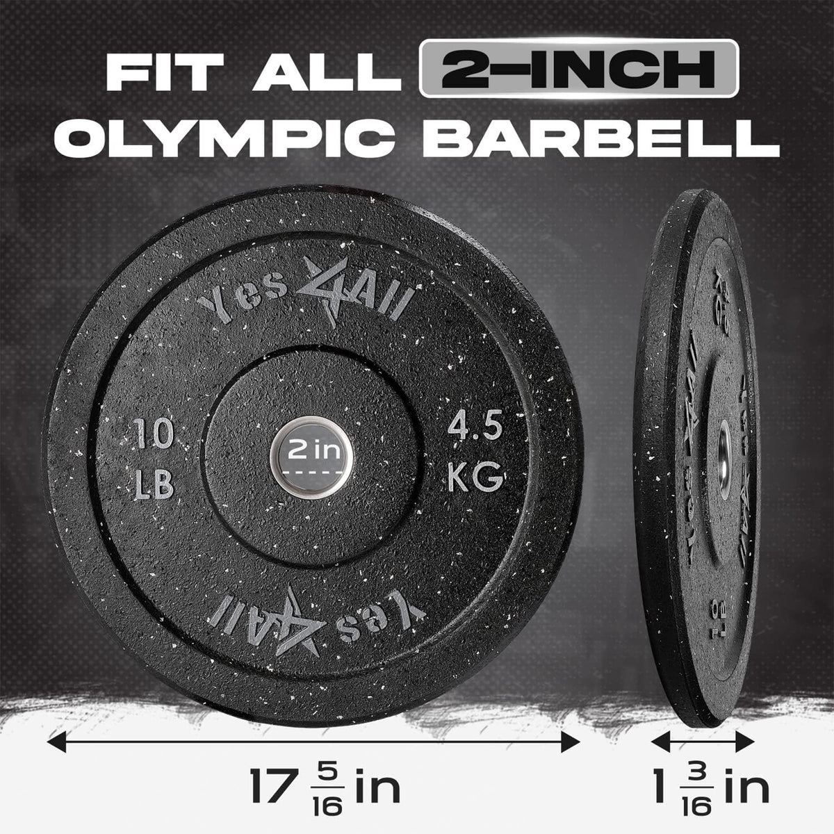 Yes4All 2" Bumper Plate, 10 lb Olympic Rubber Weight Plate for Weightlifting