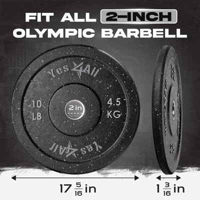Yes4All 2" Bumper Plate, 10 lb Olympic Rubber Weight Plate for Weightlifting