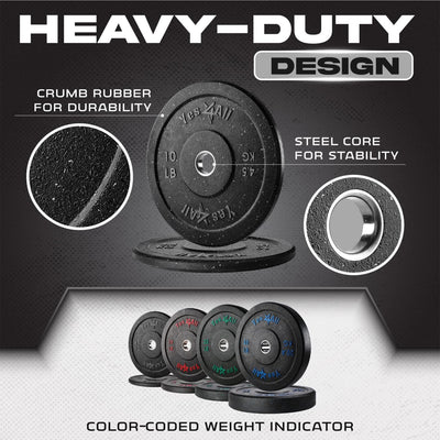 Yes4All 2" Bumper Plate, 10 lb Olympic Rubber Weight Plate for Weightlifting