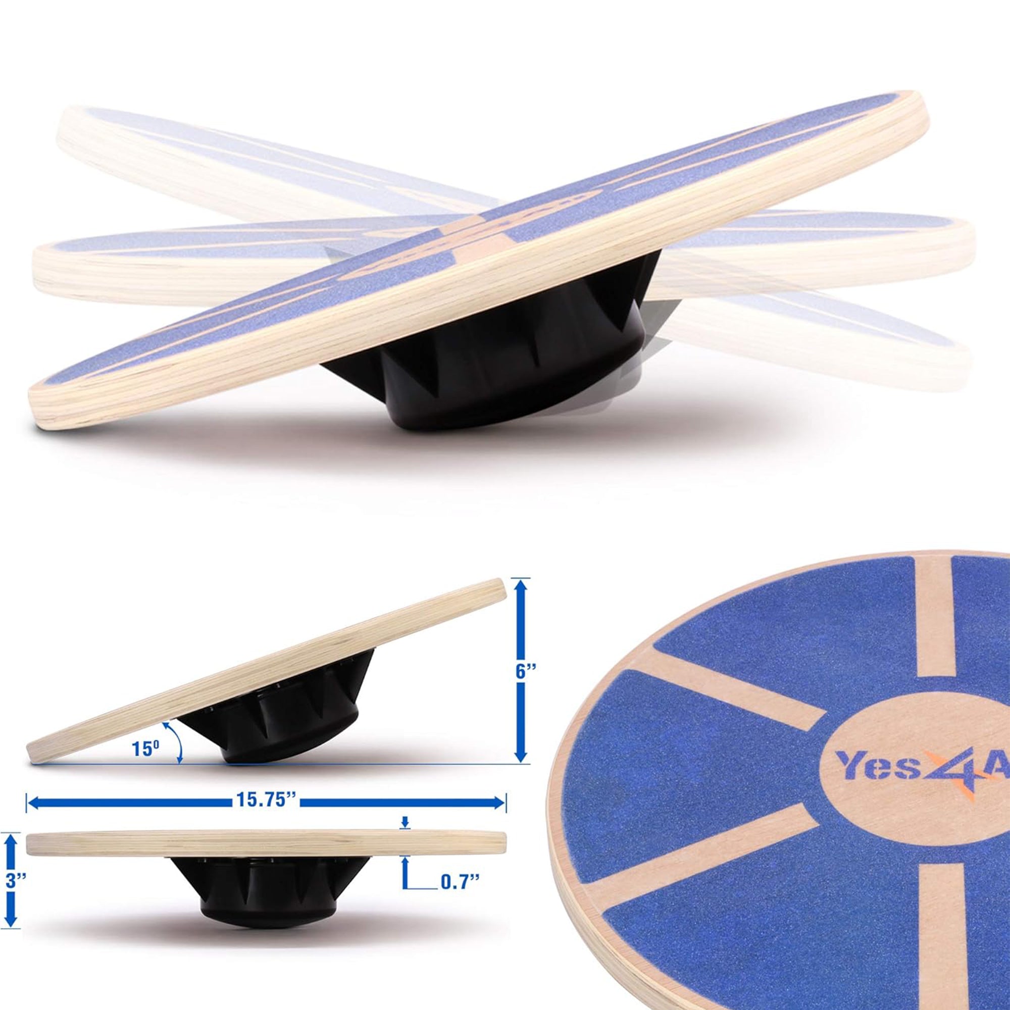 Yes4All Versatile Wooden Wobble Balance Board for Core and Stability Training