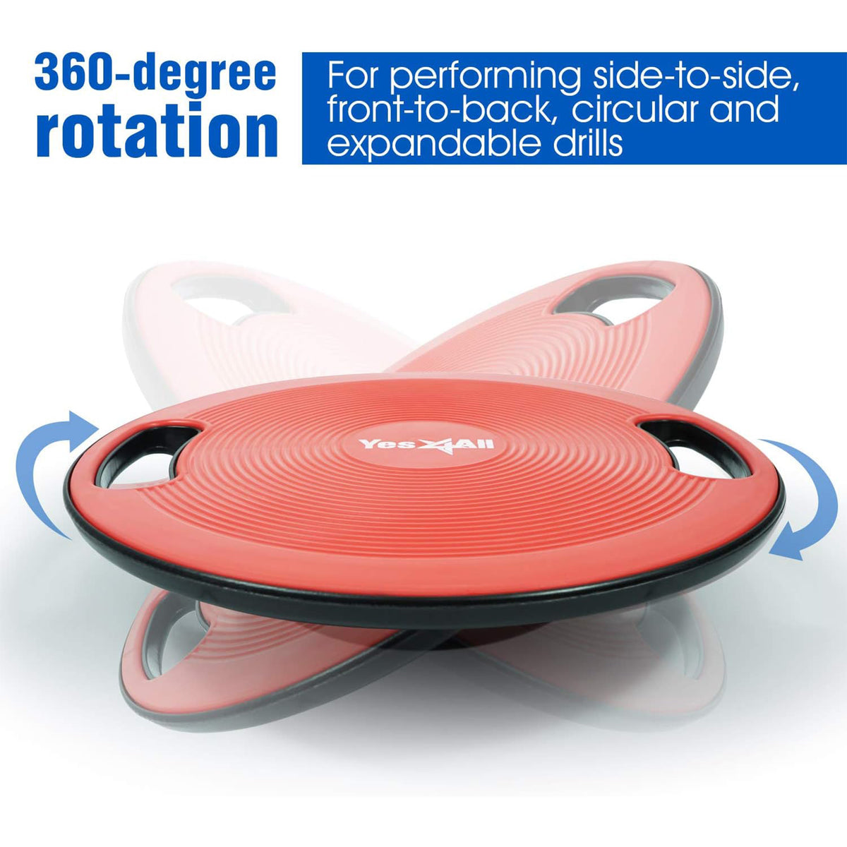 Yes4All Home Gym Wobble Balance Board Plastic Stability Trainer w/ Handles, Red