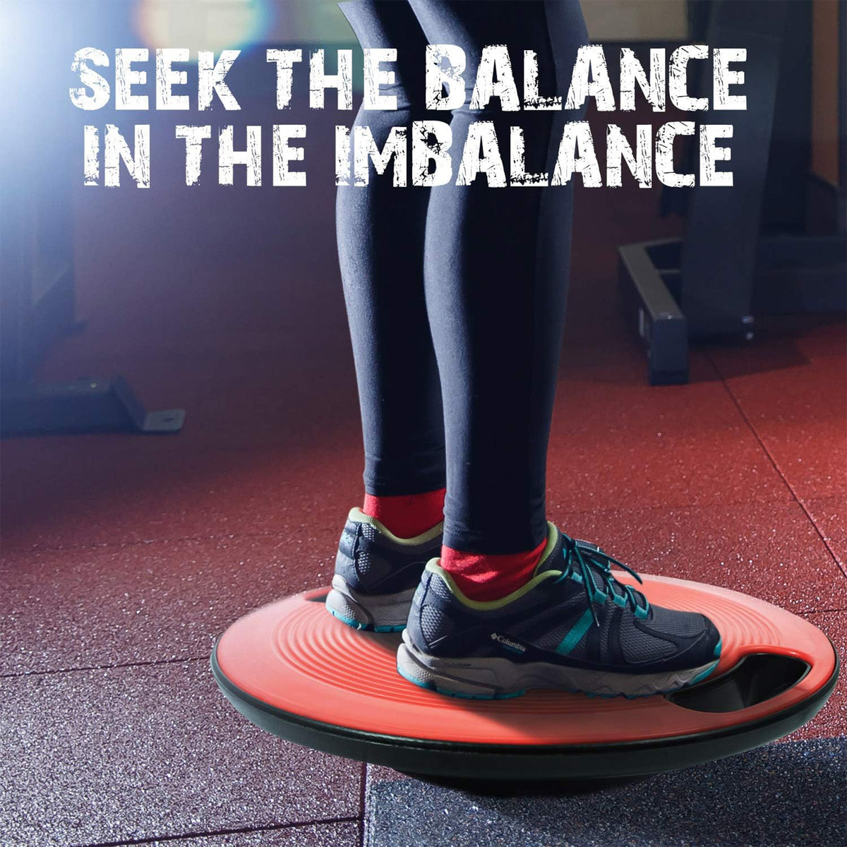 Yes4All Home Gym Wobble Balance Board Plastic Stability Trainer w/ Handles, Red