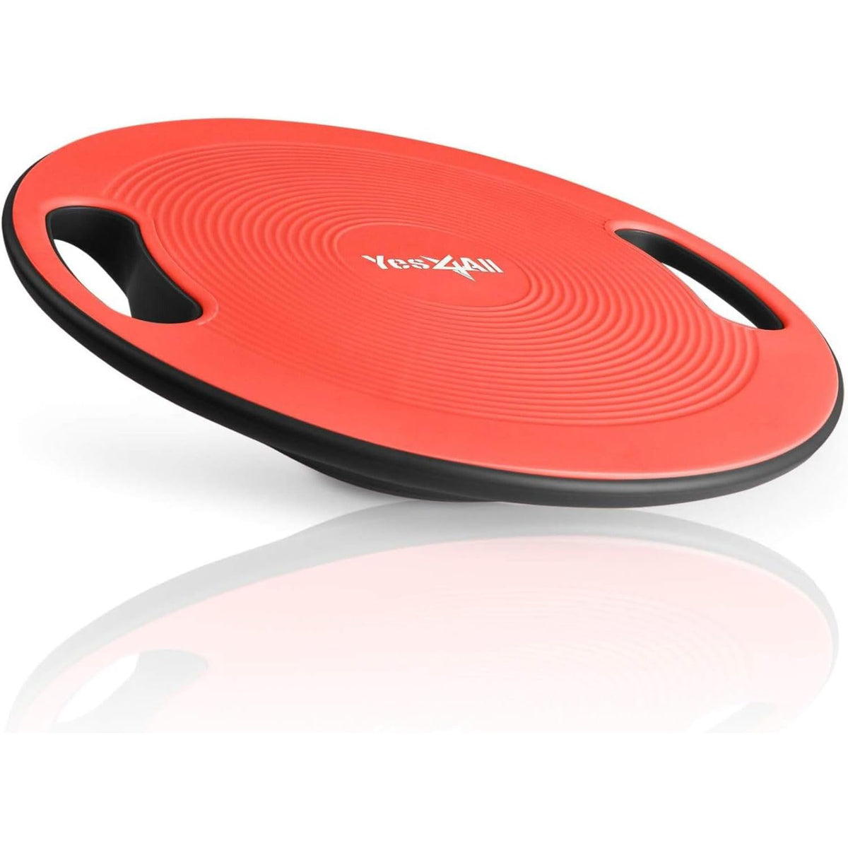 Yes4All Home Gym Wobble Balance Board Plastic Stability Trainer w/ Handles, Red