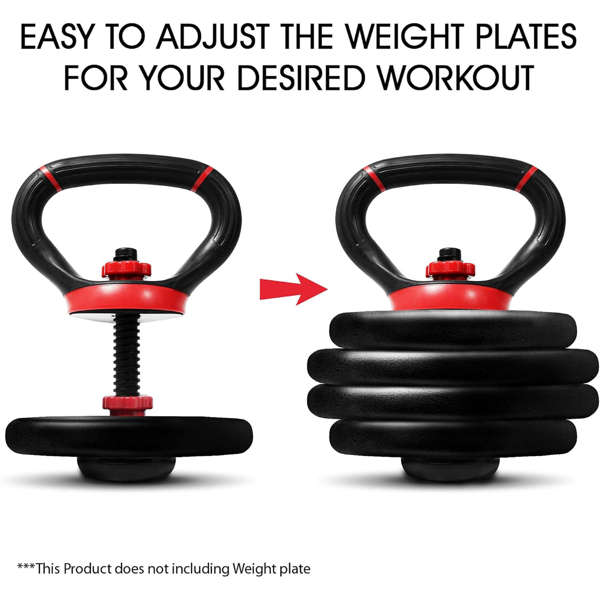 Yes4All Adjustable Kettlebell Handle Pair for Weight Plates, Dumbbell Converter
