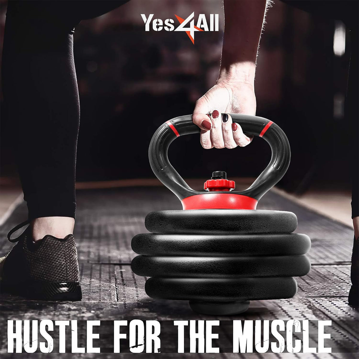 Yes4All Adjustable Kettlebell Handle Pair for Weight Plates, Dumbbell Converter